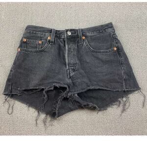 Levi’s 501 Cutoff Shorts‎ Women 27 Black Frayed Hem Button Fly Five Pocket